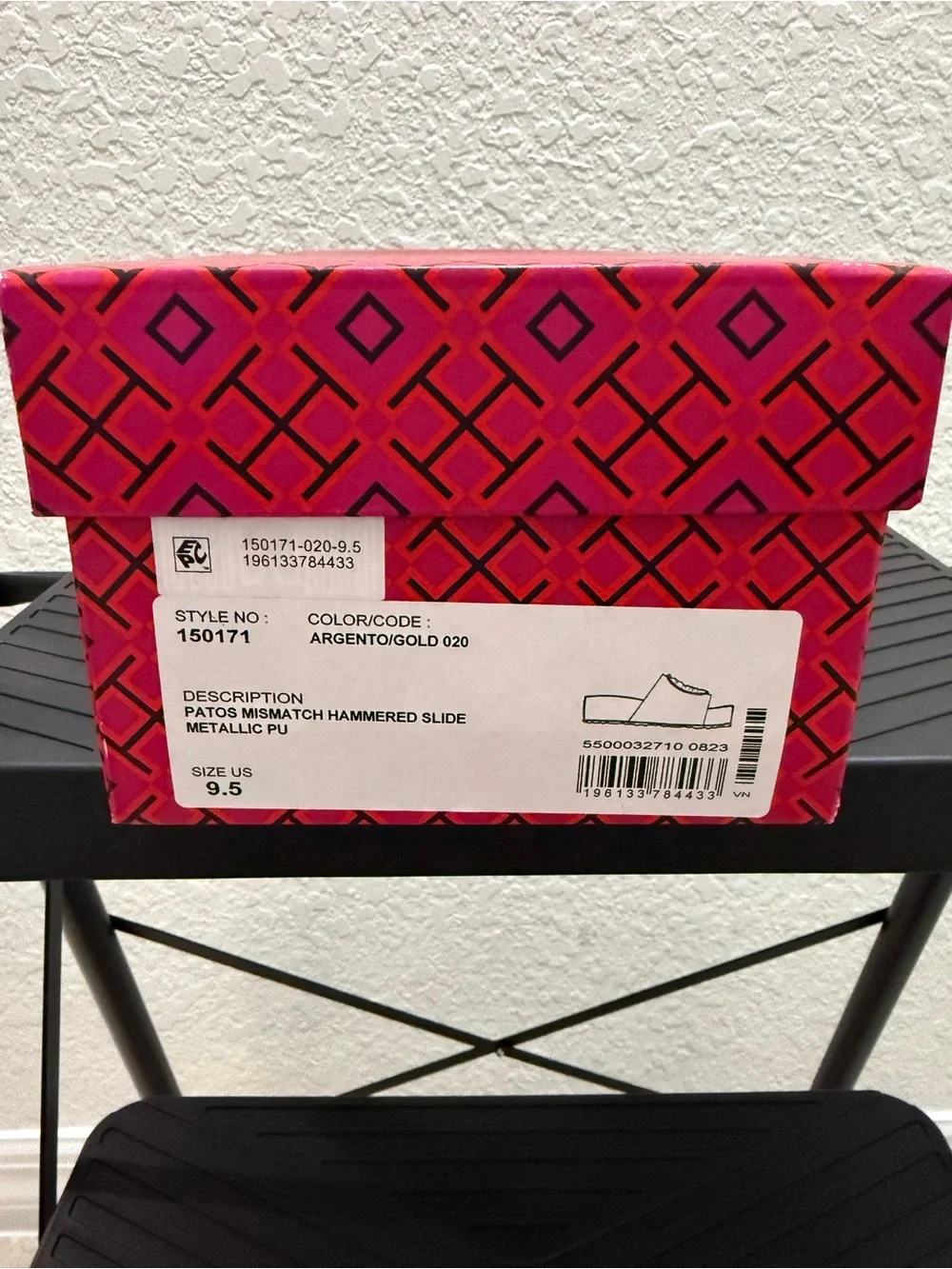 Tory Burch Metallic Silver Platform Slide Sandals with Gold Accents